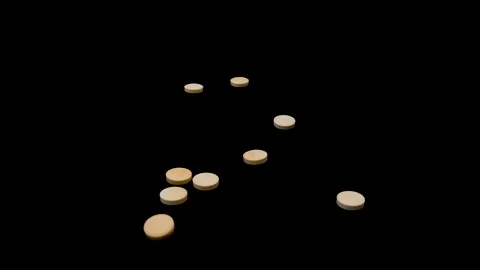 Light yellow tablets falling on a black surface in slow motion Video stock 147550091