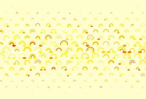 Light Yellow vector backdrop with rainbows, clouds. 스톡 일러스트