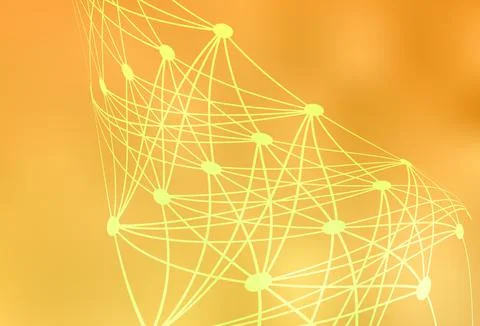 Light Yellow vector pattern with artificial intelligence network. Stock Illustration
