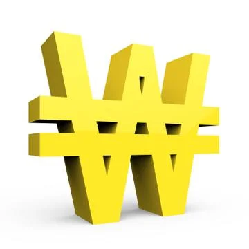 Light yellow Won sign Stock Illustration