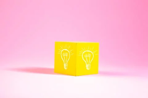 Lightbox with idea icon on yellow background with space for text. creative .. Stock Photos