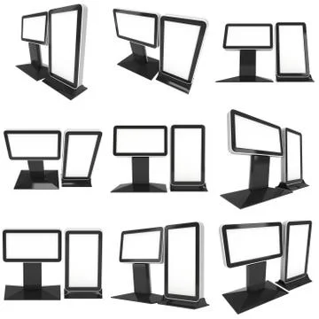 Lightbox LCD screen floor stand set. Stock Illustration