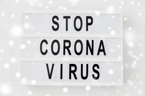 Lightbox with stop coronavirus caution words Foto stock