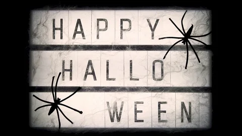 Lightbox with text Happy halloween decorated cobwebs Stock Footage 117747183