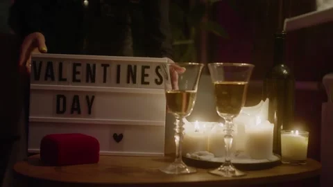 Lightbox on with text VALENTINES DAY Stock Footage 147555520