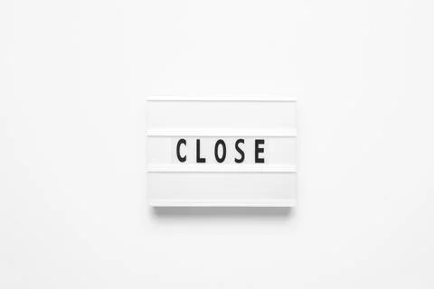 Lightbox with word close on white background Stock Photos