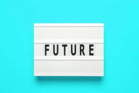 Lightbox with word future on blue background. Stock Photos