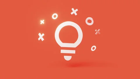 Lightbulb 3d icon on a simple red background 4k seamless animation loop Stock Footage 202091827