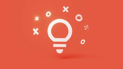 Lightbulb 3d icon on a simple red background 4k Stock Illustration