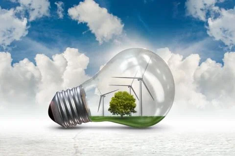 Lightbulb in alternative energy concept - 3d rendering Stock Illustration