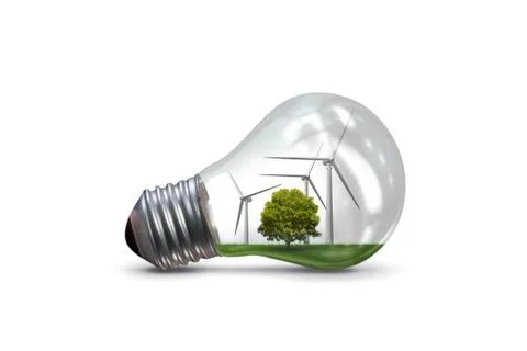Lightbulb in alternative energy concept - 3d rendering Stock Illustration