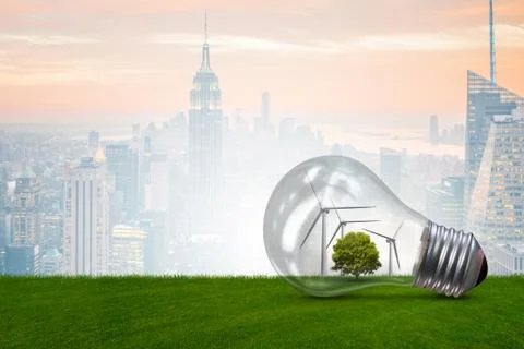 Lightbulb in alternative energy concept - 3d rendering Stockillustratie
