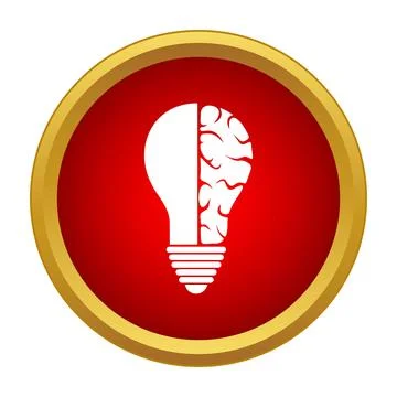 Lightbulb and brain merging idea concept icon Stock Illustration