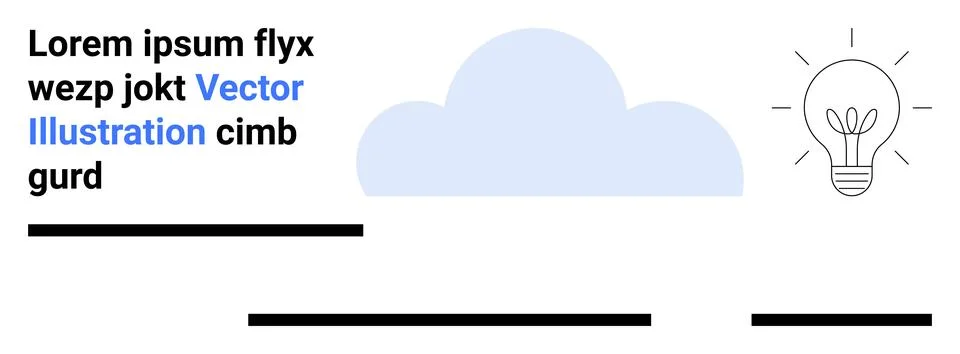 Lightbulb and Cloud Design with Blue Text and Horizontal Lines for Creative.. Illustrazione stock