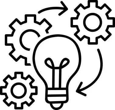 Lightbulb and gears workflow innovation icon Stock Illustration