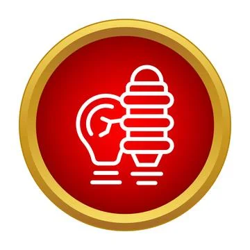 Lightbulb and led idea icon on red gold circle Stock Illustration