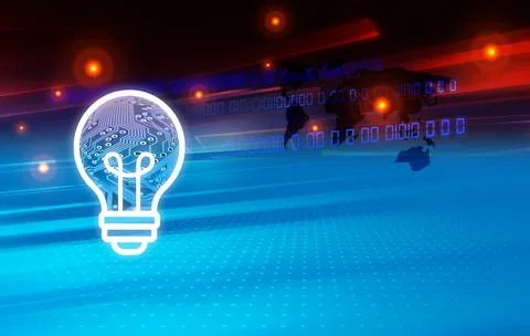 Lightbulb with board circuit inside, 3d illustration Stock Illustration