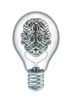 Lightbulb brain 스톡 일러스트