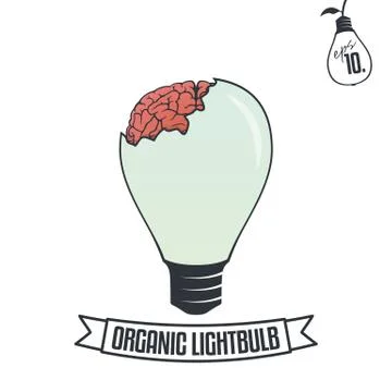 Lightbulb with brain Stock Illustration