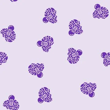 Lightbulb brainstorm glyph seamless pattern Illustrazione stock