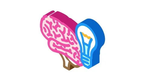 Lightbulb brainstorm isometric icon animation Video stock 327283372
