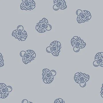 Lightbulb brainstorm line seamless pattern Illustrazione stock