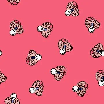 Lightbulb brainstorm vector seamless pattern Illustrazione stock