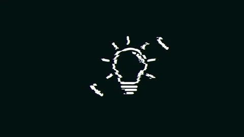 Lightbulb Business Creativity Icon Technology Glitch Fx Stock Footage 133519279