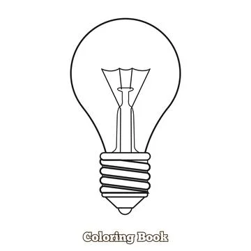 Lightbulb cartoon coloring book vector Stock Illustration