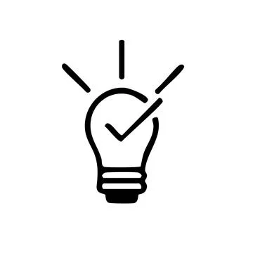 Lightbulb with Checkmark Icon Stock Illustration