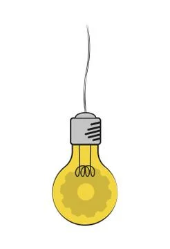 Lightbulb with cog vector drawing on a white background Stock Illustration