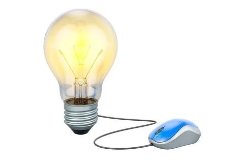 Lightbulb with computer mouse. 3D rendering Stock Illustration