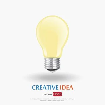 Lightbulb concept, template on white background Illustrazione stock