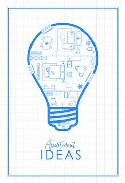 Lightbulb construction drawing Stock Illustration