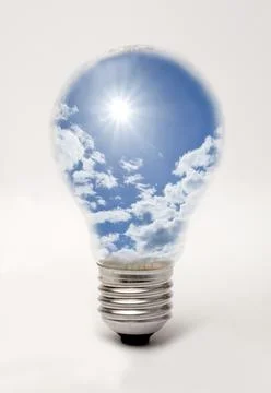 Lightbulb containing sunny sky Stock Illustration