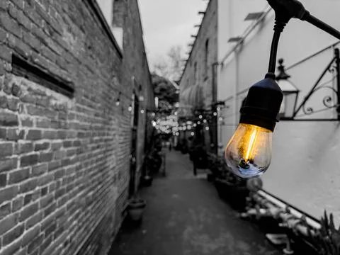 Lightbulb on dark background Stock Photos