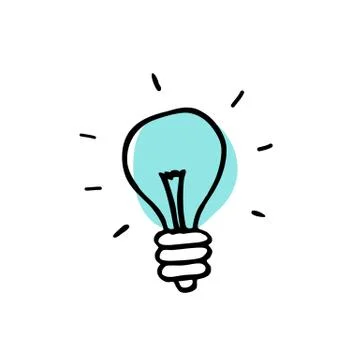 Lightbulb doodle icon, vector illustration Illustrazione stock
