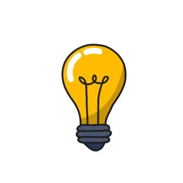 Lightbulb doodle icon, vector illustration Stock Illustration
