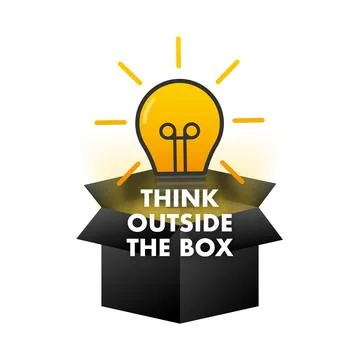 Lightbulb emerging from box representing idea and creativity Illustrazione stock