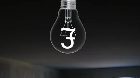 Lightbulb energy animation on a black background with a glowing pound sterling Vídeos de archivo 32964776