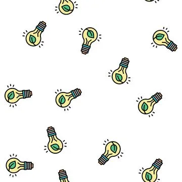 Lightbulb energy saving vector seamless pattern Illustrazione stock