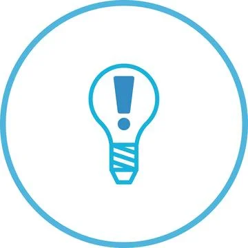 Lightbulb exclamation point concept presenting idea innovation and problem .. Illustrazione stock