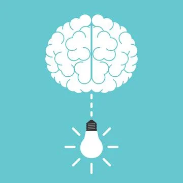 Lightbulb falling from brain Stock Illustration
