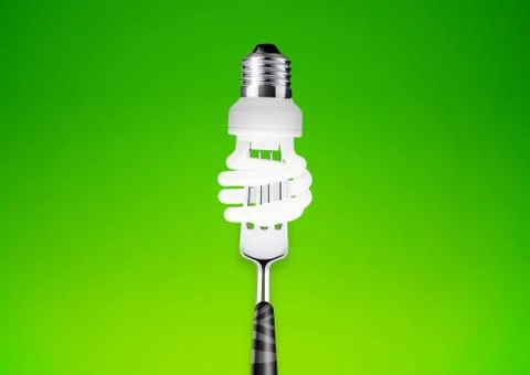 Lightbulb on fork Stock Photos