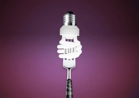 Lightbulb on fork Stock Photos