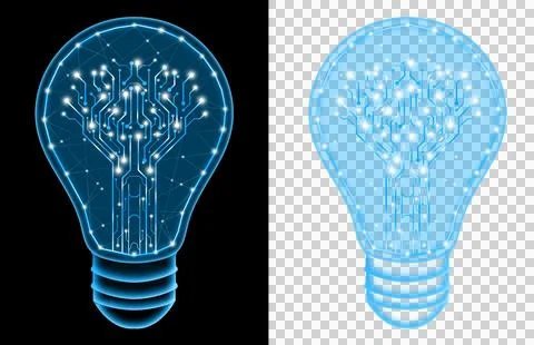 Lightbulb Futuristic Artificial Intelligence Circuit Network Technology  스톡 일러스트