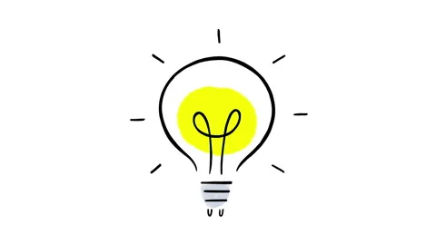 Lightbulb hand drawn doodle, stop motion animation Stock Footage 153409095
