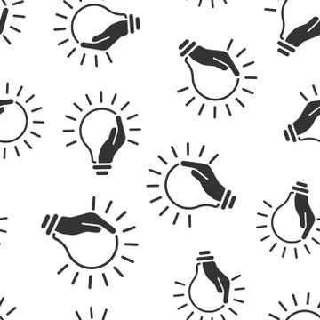 Lightbulb in hand icon in flat style. Bulb vector illustration on white isola 스톡 일러스트