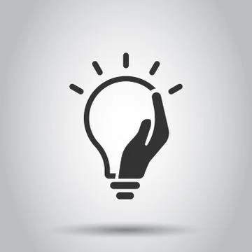 Lightbulb in hand icon in flat style. Bulb vector illustration on white isola 스톡 일러스트