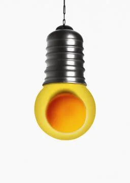 Lightbulb hanging ceiling egg yolk albumen surrealistic Stock Illustration
